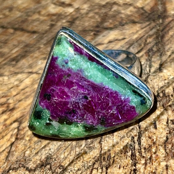 Anyolite Ruby Green Zoisite Ring Size 7 1/2 - Picture 11 of 15